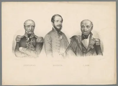 Portret van Henryk Dembrinski, Lajos Kossuth en Józef Bem