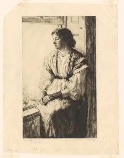 Portret van Hester Brailsford in de vensterbank