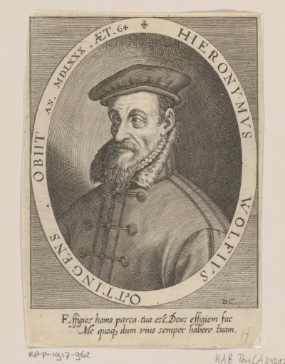 Portret van Hieronymus Wolf op 64-jarige leeftijd