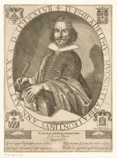 Portret van historicus Filadelfo Mugnos op 40-jarige leeftijd