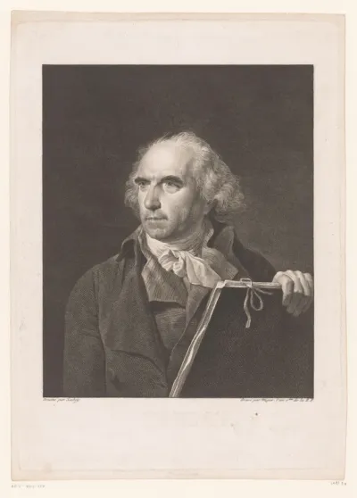 Portret van Hubert Robert met tekenmap