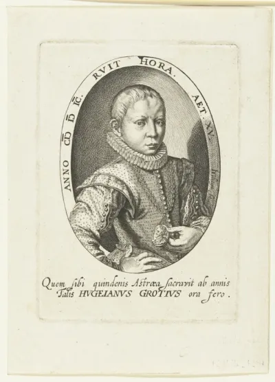Portret van Hugo de Groot op 15-jarige leeftijd