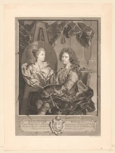 Portret van Hyacinthe Rigaud aan zijn schildersezel