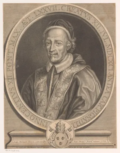 Portret van Innocentius XII in ovale lijst
