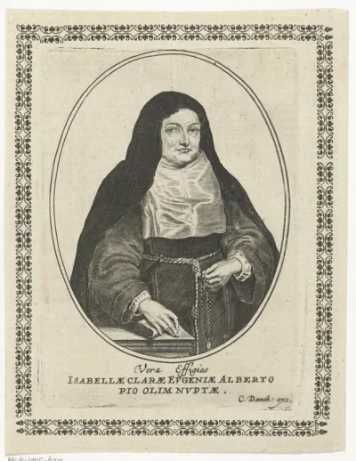 Portret van Isabella Clara Eugenia gekleed als non in ovaal