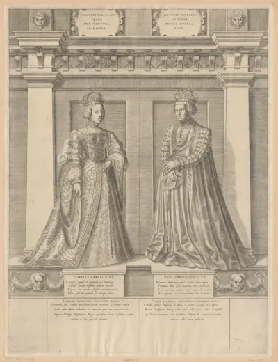 Portret van Isabella van Portugal en van Anna van Bohemen en Hongarije