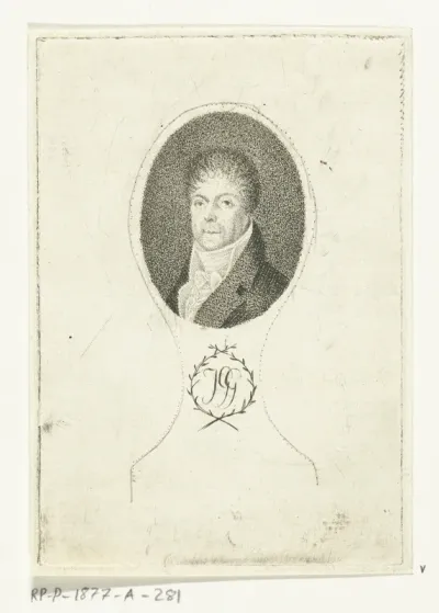 Portret van J. Gazal, in ovaal met monogram JGG