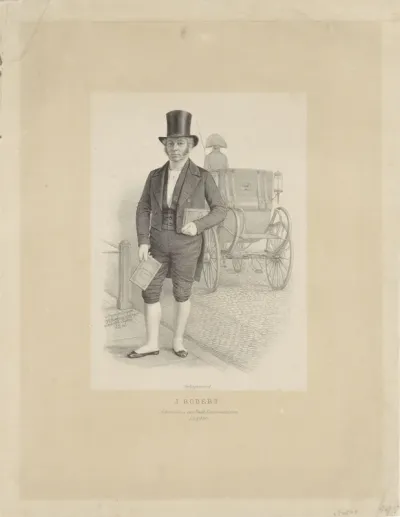 Portret van J. Robert met rijtuig