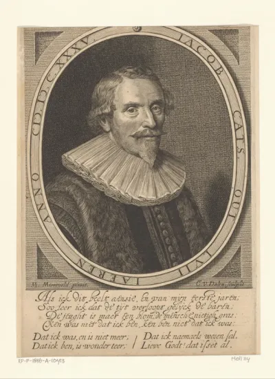 Portret van Jacob Cats op 57-jarige leeftijd