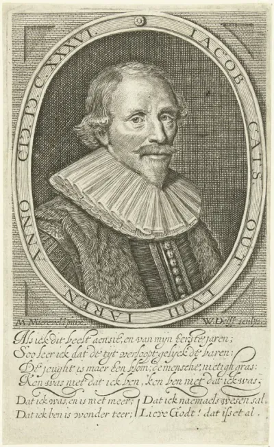 Portret van Jacob Cats op 58-jarige leeftijd