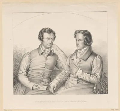 Portret van Jacob Ludwig Karl Grimm en Wilhelm Karl Grimm