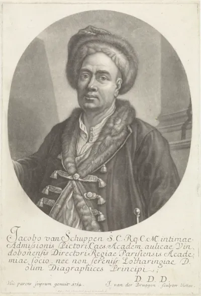 Portret van Jacob van Schuppen met bontmuts