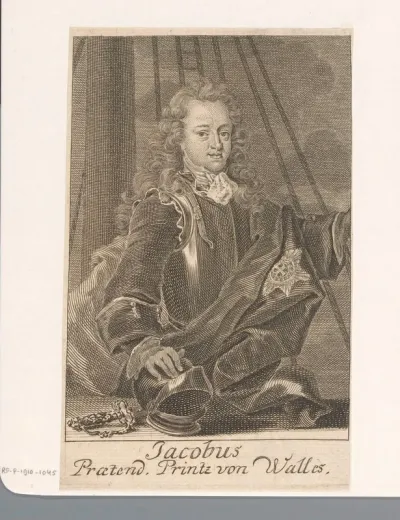 Portret van Jacobus Frans Eduard Stuart, prins van Wales, troonpretendent van Groot-Brittannië