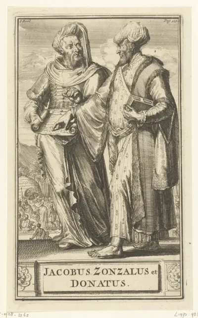 Portret van Jacobus Zonzalus en Donatus