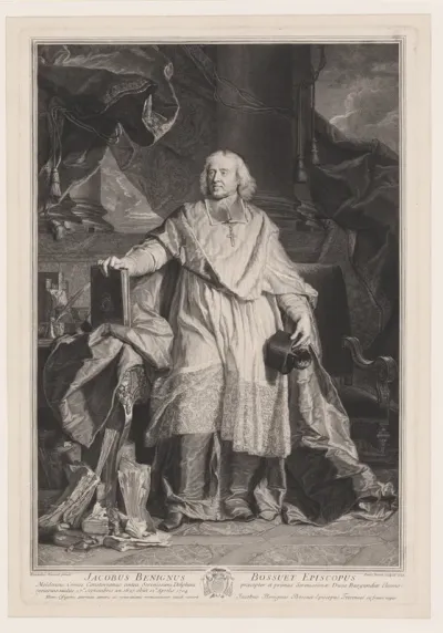 Portret van Jacques-Bénigne Bossuet in zijn studeervertrek