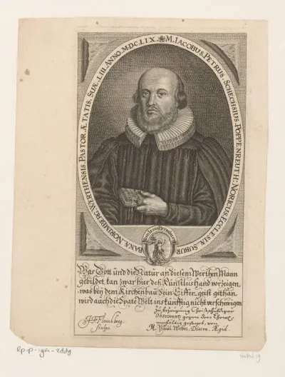 Portret van Jakob Peter Schechs op 53-jarige leeftijd