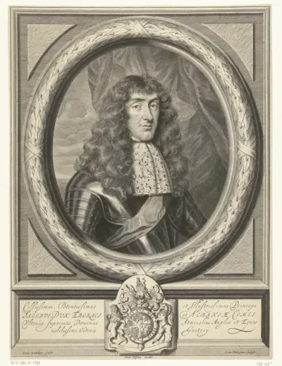 Portret van James Stuart, hertog van York en Albanië, in ovale omlijsting