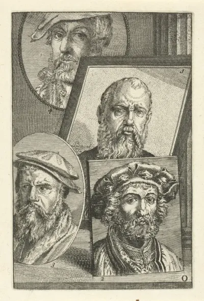 Portret van Jan Cornelisz. Vermeyen, Jan Gossaert, Joos van Cleve en Heinrich Aldegrever