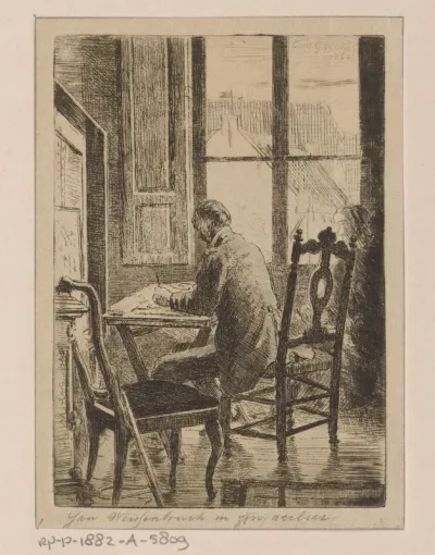 Portret van Jan Weissenbruch in zijn atelier