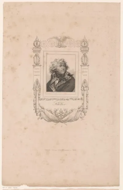 Portret van Jean-Baptise Kléber in een versierde cartouche