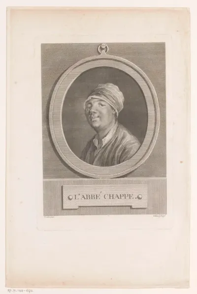 Portret van Jean-Baptiste Chappe d'Auteroche in ovaal