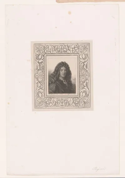 Portret van Jean-François Regnard in ornamentale lijst