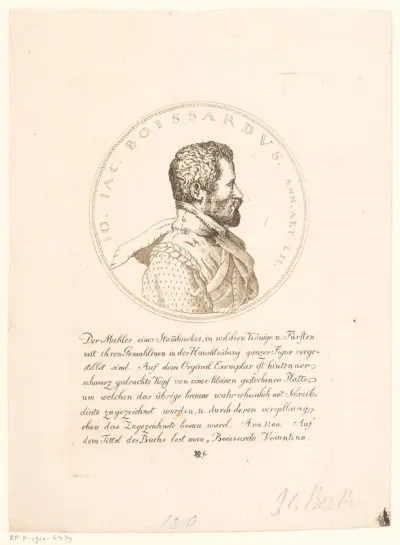 Portret van Jean Jacques Boissard in een medaillon