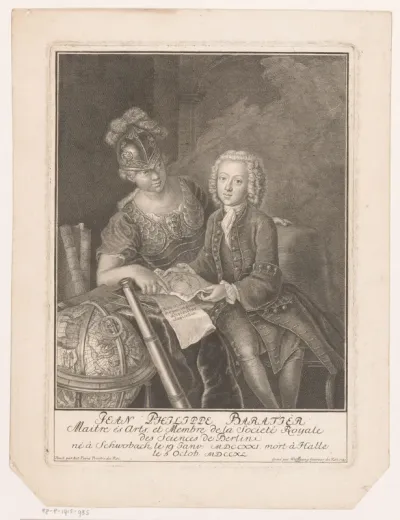 Portret van Jean-Philippe Baratier met de godin Minerva