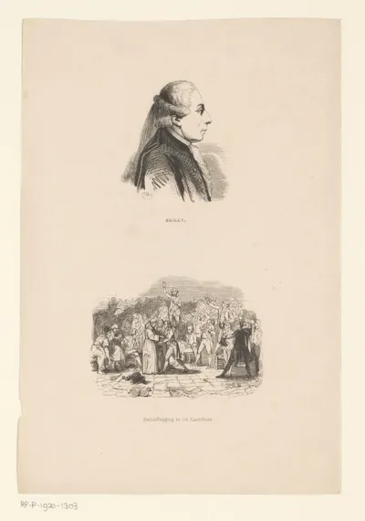 Portret van Jean Sylvain Bailly en de eedaflegging op de kaatsbaan