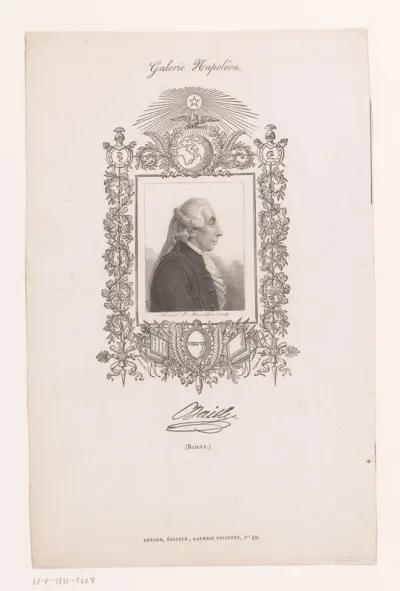Portret van Jean Sylvain Bailly in een versierde cartouche