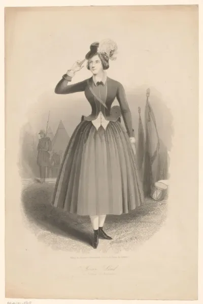 Portret van Jenny Lind als Marie in La fille du régiment