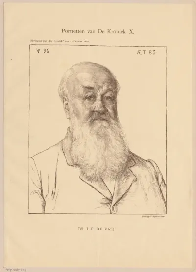 Portret van Johan Eliza de Vrij op 83-jarige leeftijd