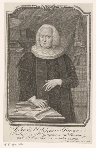 Portret van Johan Melchior Goeze op 38-jarige leeftijd