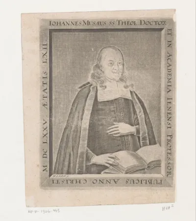 Portret van Johanes Musaeus op 62-jarige leeftijd