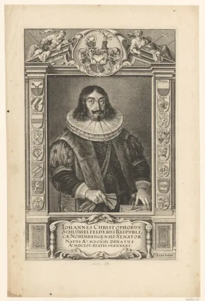 Portret van Johann Christoph Schlüssefelder op 41-jarige leeftijd