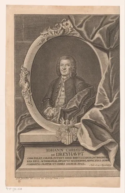 Portret van Johann Christoph von Dreyhaupt