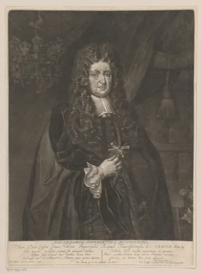 Portret van Johann Erasmus Seiffart von Klettenberg op 65-jarige leeftijd
