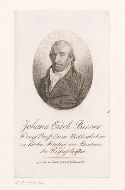 Portret van Johann Erich Biester