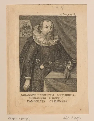 Portret van Johann Ernst Luther op 62-jarige leeftijd