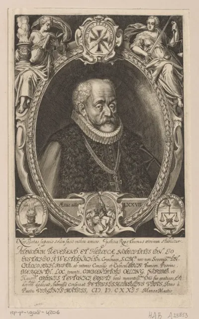 Portret van Johann Eustach von Westernach op 77-jarige leeftijd