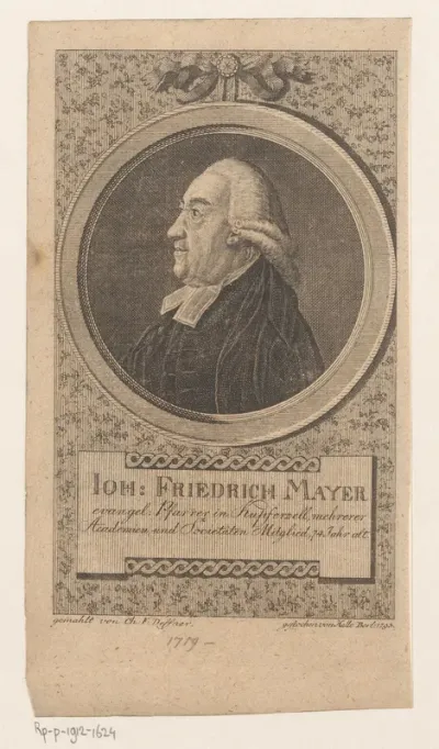 Portret van Johann Friedrich Mayer op 74-jarige leeftijd