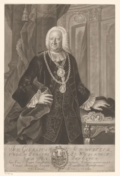 Portret van Johann Georg Schweitzer op 70-jarige leeftijd
