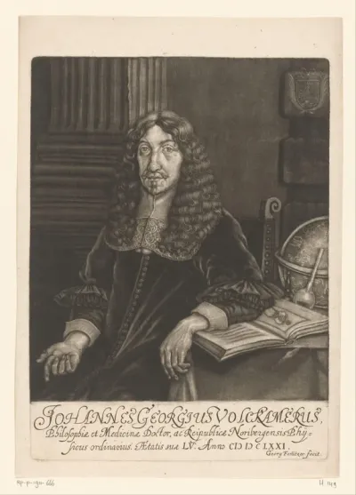 Portret van Johann Georg Volckamer op 55-jarige leeftijd