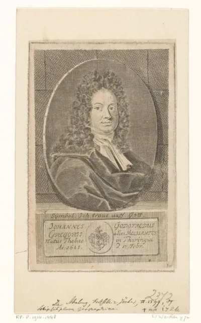 Portret van Johann Gottfried Gregorii