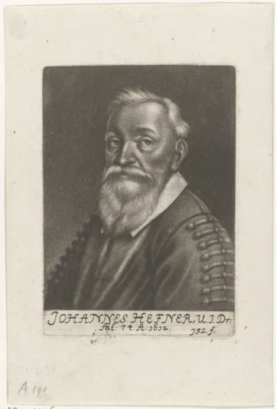 Portret van Johann Hefner op 74-jarige leeftijd