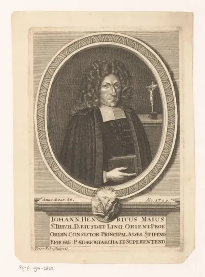 Portret van Johann Heinrich Majus op 56-jarige leeftijd