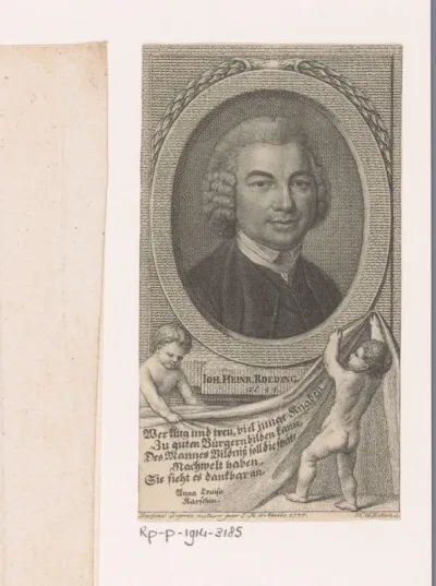 Portret van Johann Heinrich Röding op 44-jarige leeftijd