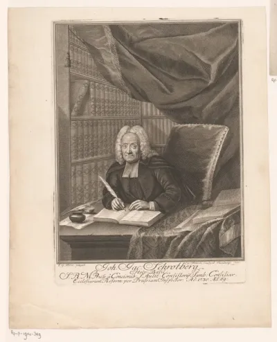 Portret van Johann Jacob Schrotberg op 69-jarige leeftijd