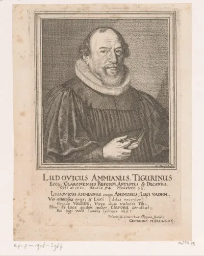 Portret van Johann Ludwig Amman op 54-jarige leeftijd
