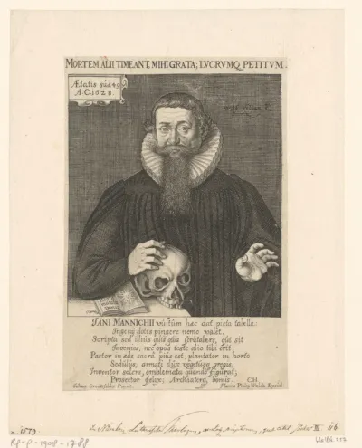 Portret van Johann Mannich op 49-jarige leeftijd